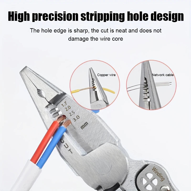 9-In-1 Stripping Pliers with Voltage Tester Versatile Wire Stripping Pliers With Electricity Measurement Cutting Crimping Pliers