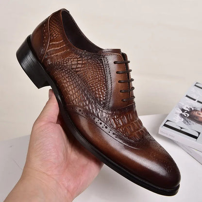 Fashionable Men's Leather Shoes – Casual Thick Sole Pointed Toe Formal Footwear for Business and Weddings