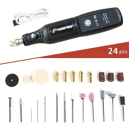 Mini USB Electric Drill – Wireless Handheld Rotary Tool for Wood, Metal, Glass