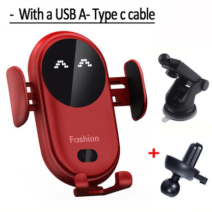 30W Wireless Car Charger & Phone Mount – Fast Charging, Intelligent Infrared Sensor, 360° Rotation