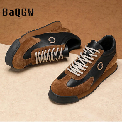 Spring Autumn Shoes Men Increased Fashion Leather Casual Shoes Board Shoes High Quality Outdoor Chunky Sneakers British Style