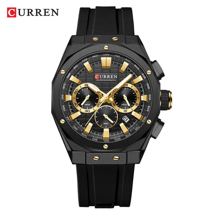 Men’s Casual Sports Quartz Watch – Business Chronograph Wristwatch with Date & Silicone Band