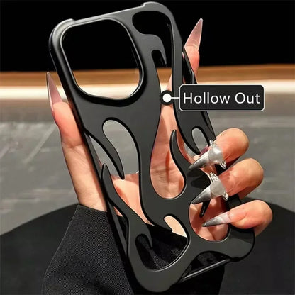 Fashion Matte 3D Hollowed Flame Phone Case For iPhone 16 15 14 13 12 11 Pro Max 16