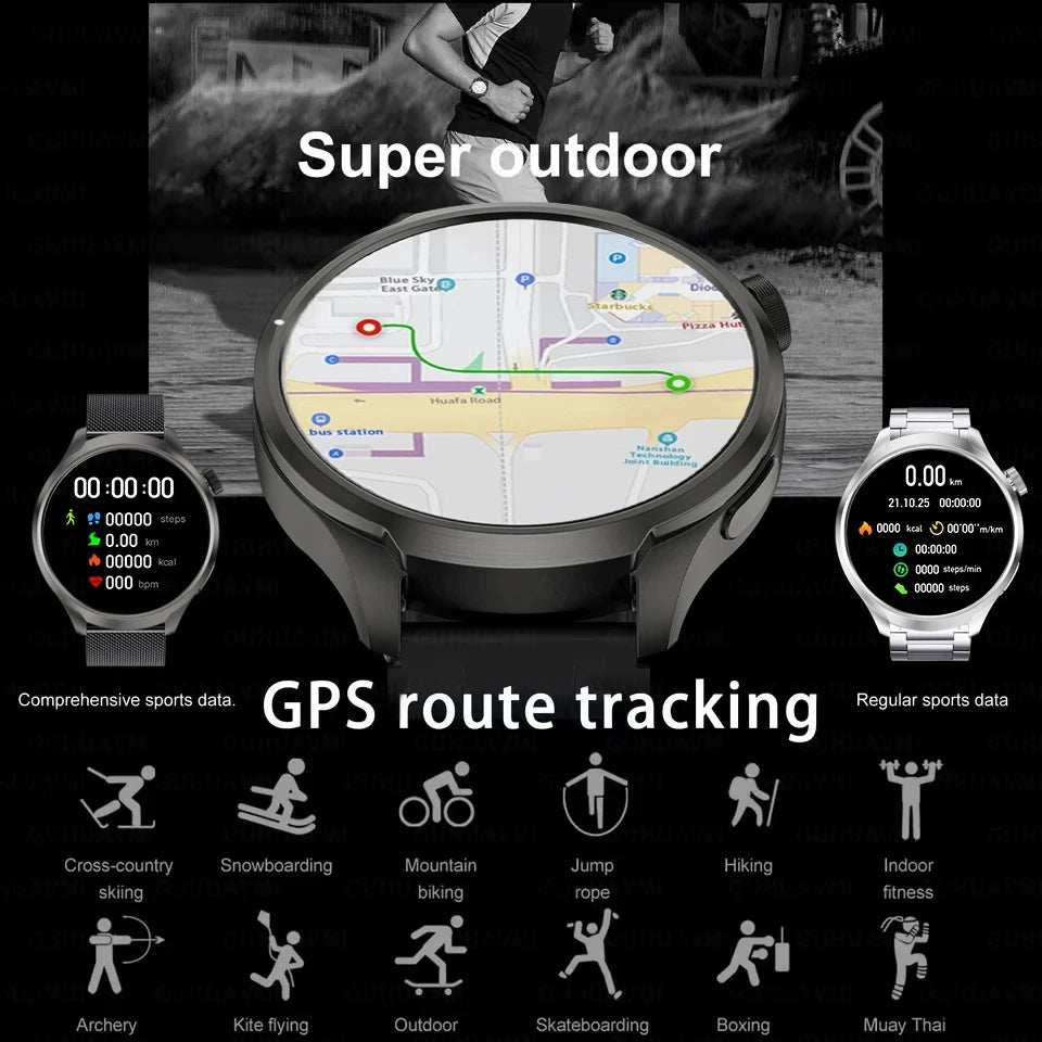 2024 New For HUAWEI Sports Waterproof Smart Bracelet Men Watch 1.85 inch AMOLED Screen GPS NFC Compass Bluetooth Call Smartwatch