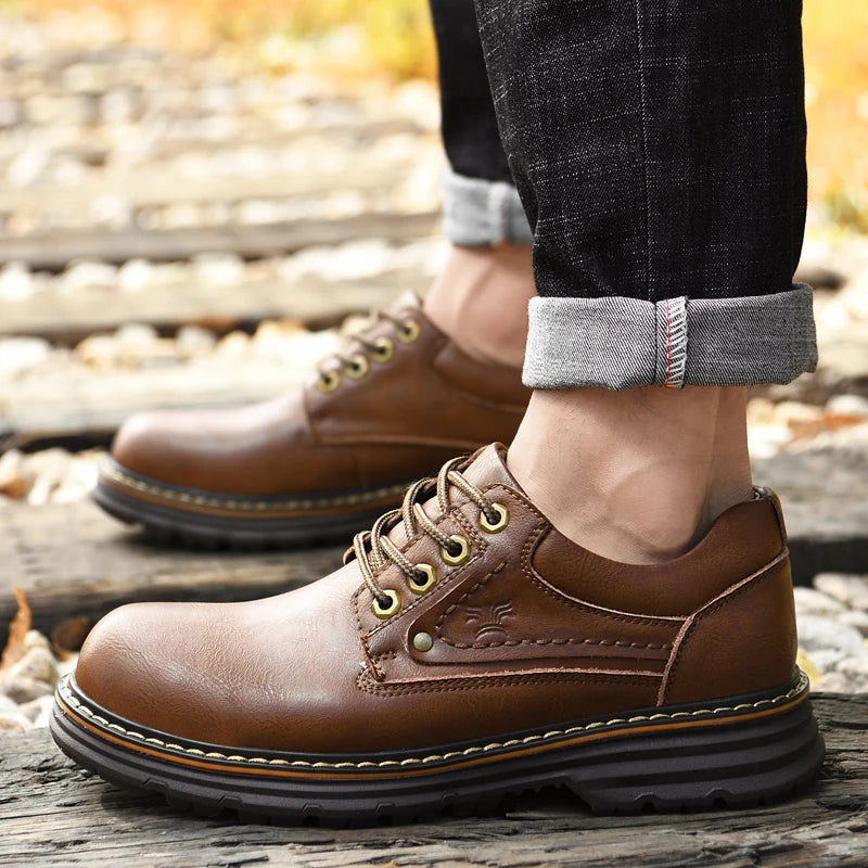 Italian Men's Shoes, Business Casual & British Formal Style, High-Quality Outdoor Waterproof Work Shoes