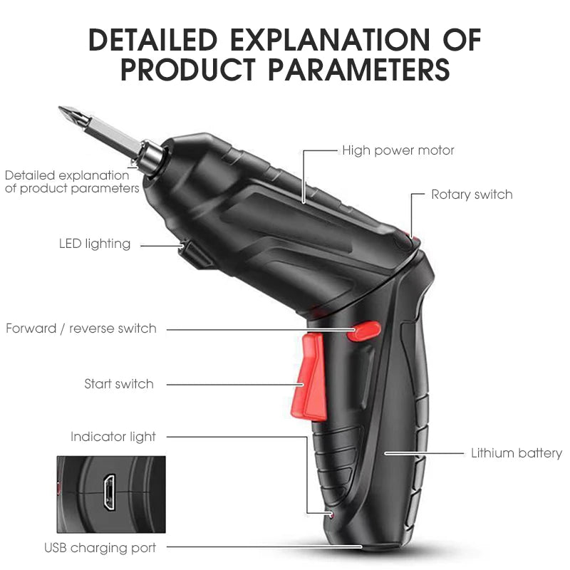 3.6v Power Tools Household Maintenance Repair 500mAh Lithium Battery Mini Household Electric Drill Rotated Cordless Screwdriver