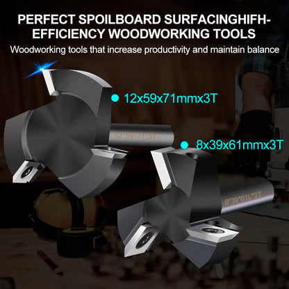 3-Flute Carbide CNC Surfacing Router Bit – 8mm/12mm Shank Wood Planer Face Mill Cutter