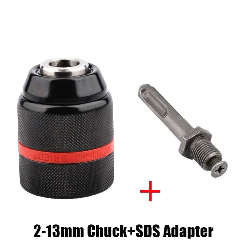 2-13mm Keyless Threaded Metal Drill Chuck, Hex Shank/SDS/Square Quick Grip Adapter, Chuck for Drill Bits Screwdriver Tap&Sockets