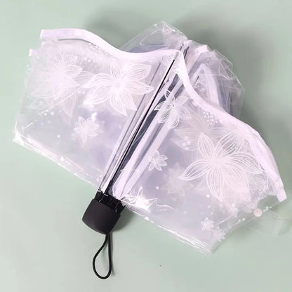 1 trendy edge retro transparent umbrella - three-fold transparent folding umbrella -PVC material, suitable for travel photograph