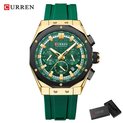 Men’s Casual Sports Quartz Watch – Business Chronograph Wristwatch with Date & Silicone Band