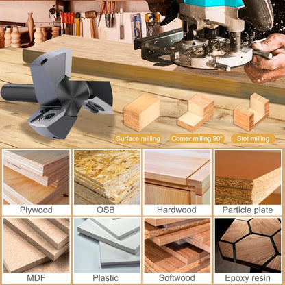 3-Flute Carbide CNC Surfacing Router Bit – 8mm/12mm Shank Wood Planer Face Mill Cutter