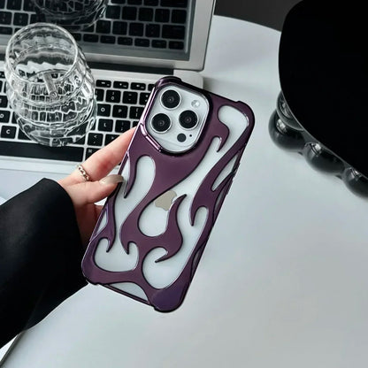 Fashion Matte 3D Hollowed Flame Phone Case For iPhone 16 15 14 13 12 11 Pro Max 16