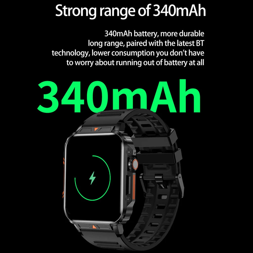 2024 New 1.95 Outdoor Military Man Smart Watch Men Bluetooth Call Smartwatch Men For Android IOS IP68 Waterproof Ftiness Watches