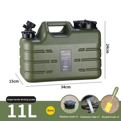 11L Water Bucket Large Capacity Portable Drinking Water Canister with Detachable Faucet No Leakage for Outdoor Travel Driving