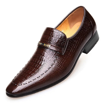 Luxury Crocodile Pattern Leather Shoes for Men – Stylish Business & Wedding Footwear