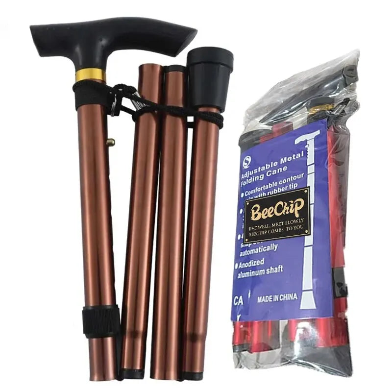 Adjustable Telescopic Folding Walking Stick – Non-Slip Aluminum Alloy Hiking Crutch for Elderly
