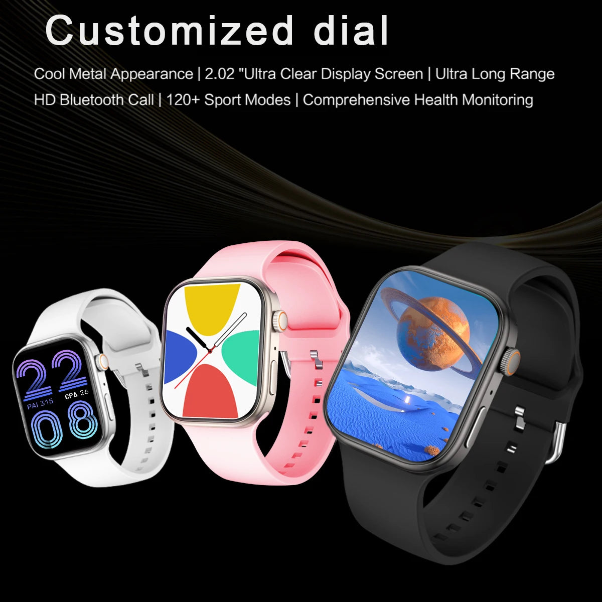 Smart watch, wireless calling /dial, multi -Sport mode, calling reminder and rejection,  Custom Wallpaper,for iPhon