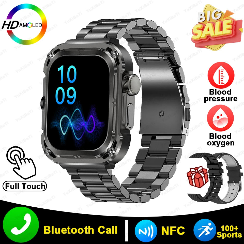 2024 New 2.1" Ultra HD NFC Bluetooth Call Smart Watch Men Compass GPS Track 460mAH Battery Waterproof Watches For Huawei Xiaomi