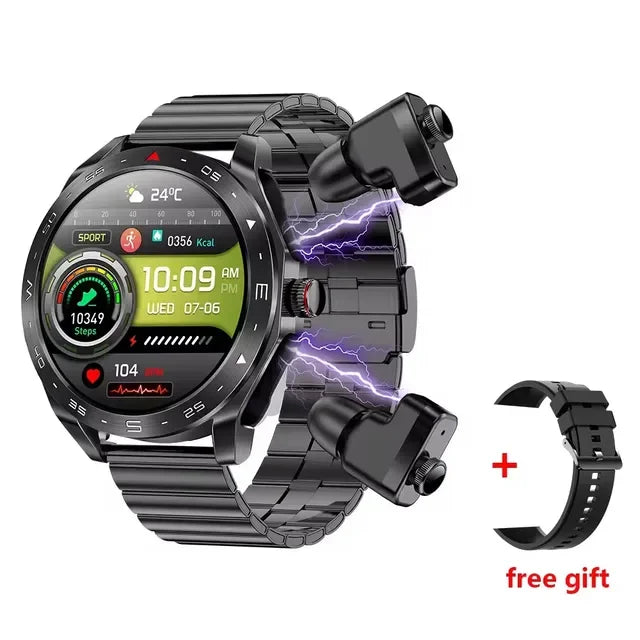 2-in-1 Smart Watch with TWS Bluetooth Earphones – HiFi 9D Sound, Bluetooth Calling, Sports Fitness Tracker for Men & Women