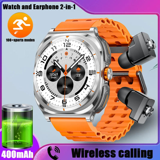 Smartwatch with Built-in TWS Bluetooth Earphones – 2-in-1 Sports Watch, Call & Health Monitoring, Music & Fitness Tracker