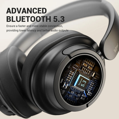 SuperEQ V16 Wireless & Wired Over-Ear Headphones – Bluetooth 5.3, 90H Playtime, Foldable Design, Mic & Bass/Pop Modes