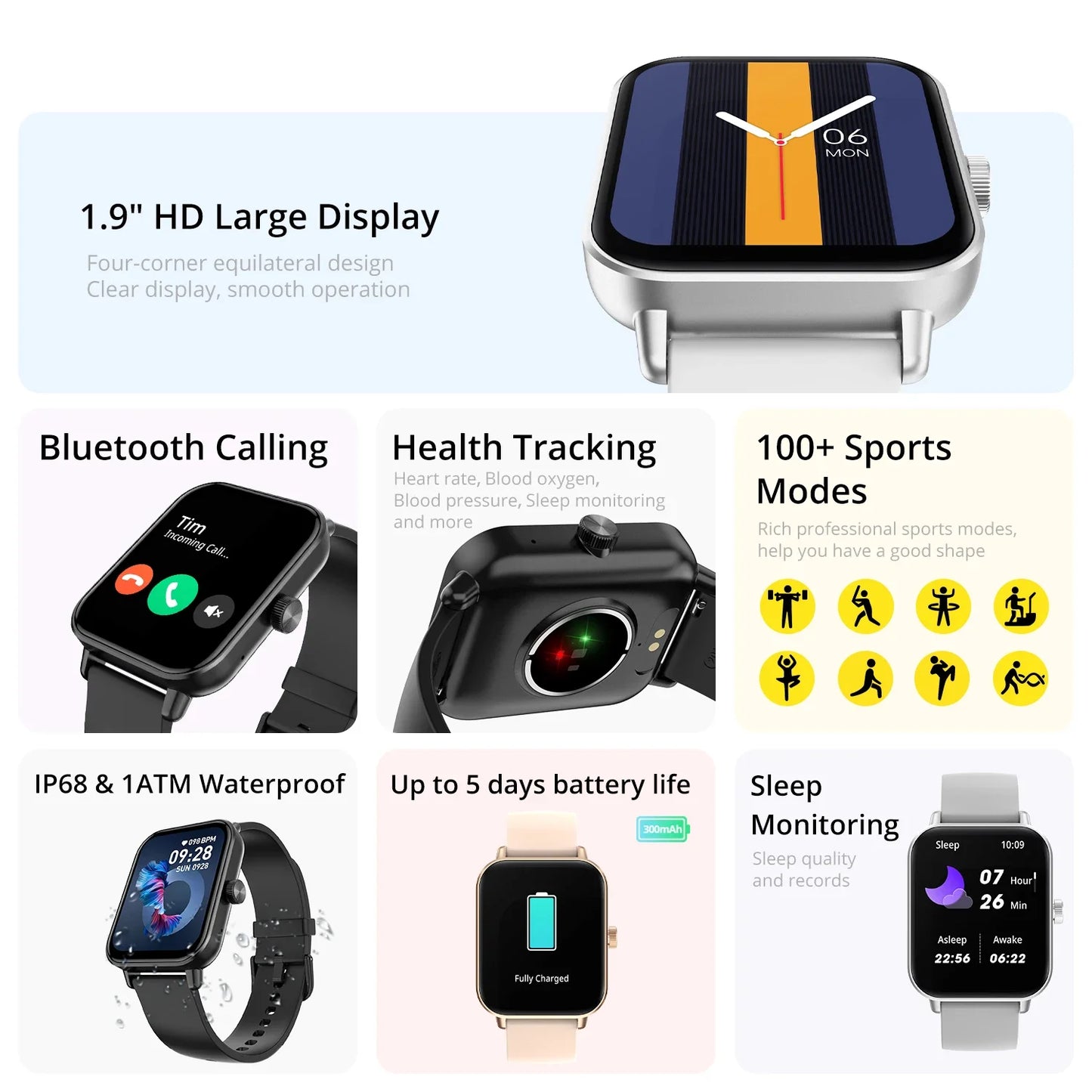 COLMI P81 Voice Calling Smart Watch – 1.9-Inch Display, 24/7 Health Monitor & 100+ Sports Modes for Men & Women