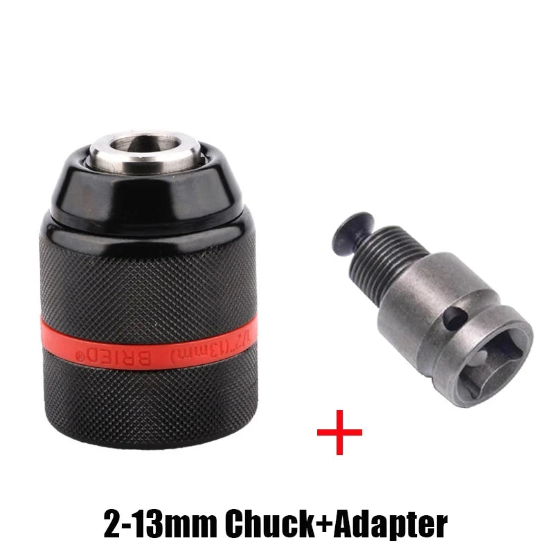 2-13mm Keyless Threaded Metal Drill Chuck, Hex Shank/SDS/Square Quick Grip Adapter, Chuck for Drill Bits Screwdriver Tap&Sockets