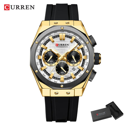 Men’s Casual Sports Quartz Watch – Business Chronograph Wristwatch with Date & Silicone Band