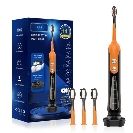 S9 Sonic Electric Toothbrush – USB Rechargeable, Waterproof, Ultrasonic Whitening Toothbrush, Cordless & Automatic Cleaning