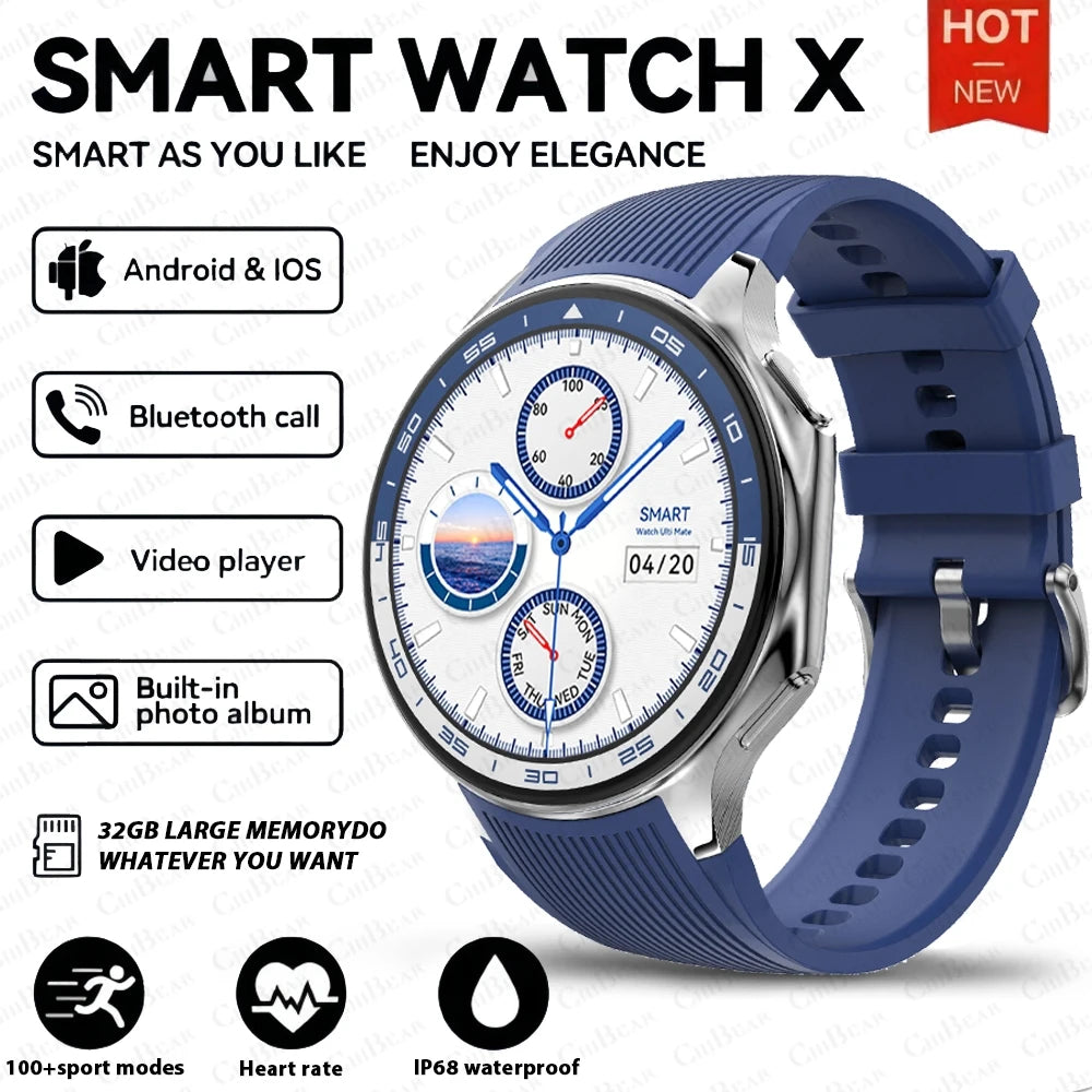 2024 New For HUAWEI IOS Watch X High-End Business Watch 32G Large Memory Album Smartwatch Men Sports Fitness Waterproof Bracelet