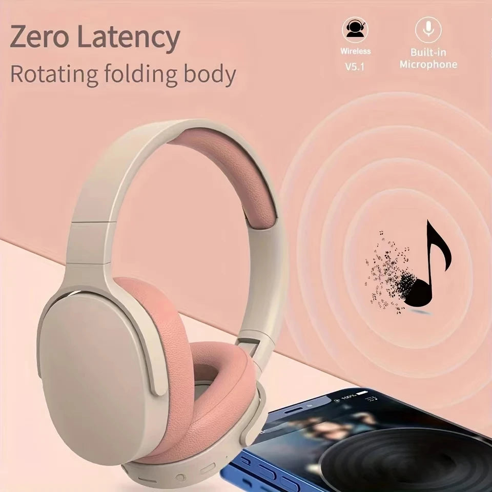 NEW Fashion Wireless Bluetooth Headphones Over Ear HIFI Stereo Headsets True Sports With Earphones TF/AUX Music Player with Mic