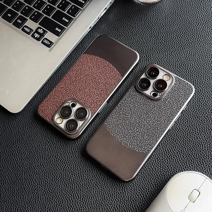 Titanium Metallic Rock Pattern Case for iPhone 15/14/13 Pro Max