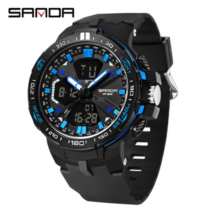 SANDA New 3333 Fashion Men's Electronic Watch Outdoor Sports Multi functional Waterproof LED Student Digital Electronic Watch