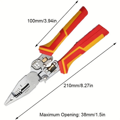 9-In-1 Stripping Pliers with Voltage Tester Versatile Wire Stripping Pliers With Electricity Measurement Cutting Crimping Pliers