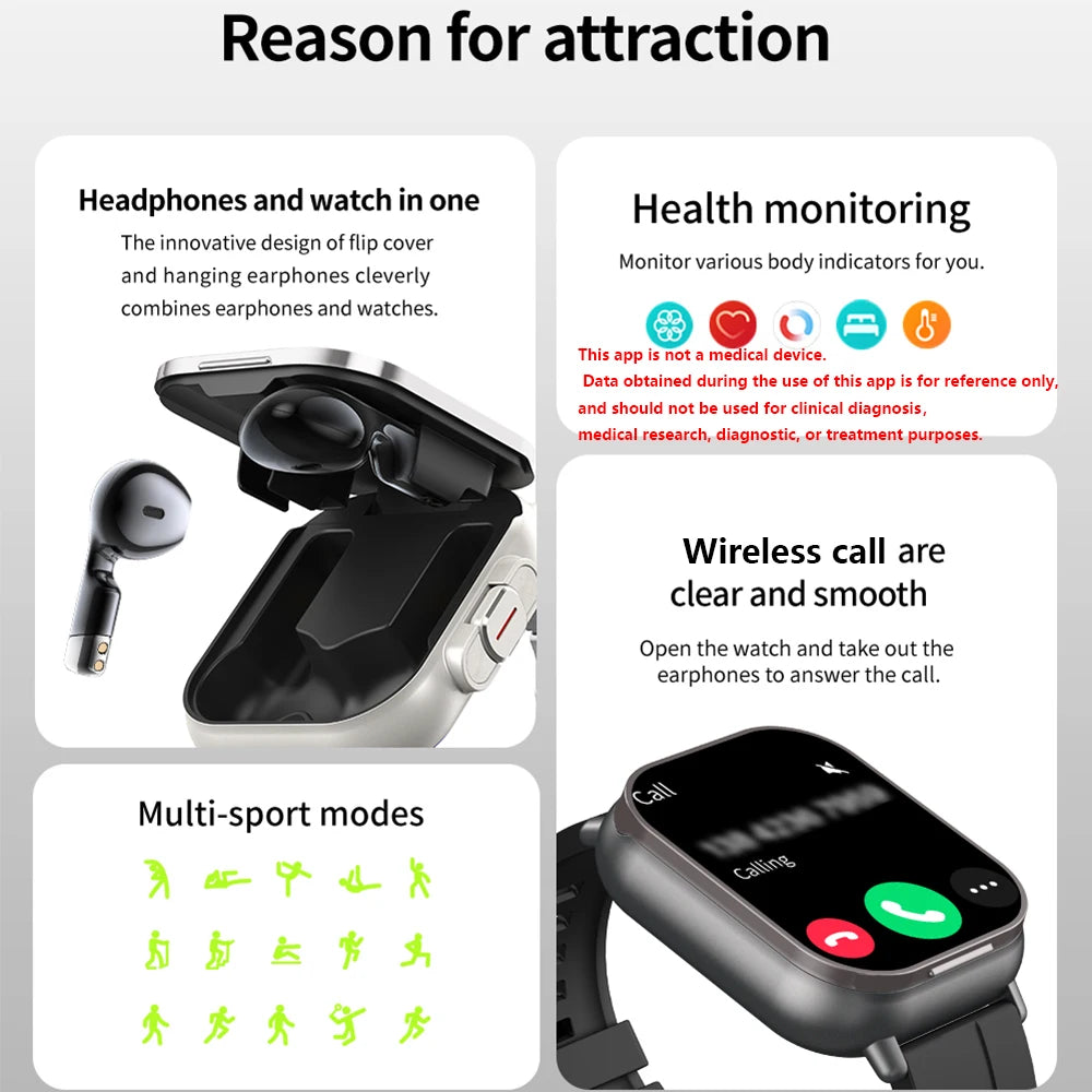 New GPS Smart Watch for Men - Built-in Earphones, Sport Fitness Tracker, Bluetooth Call & Weather Display for Xiaomi & Huawei