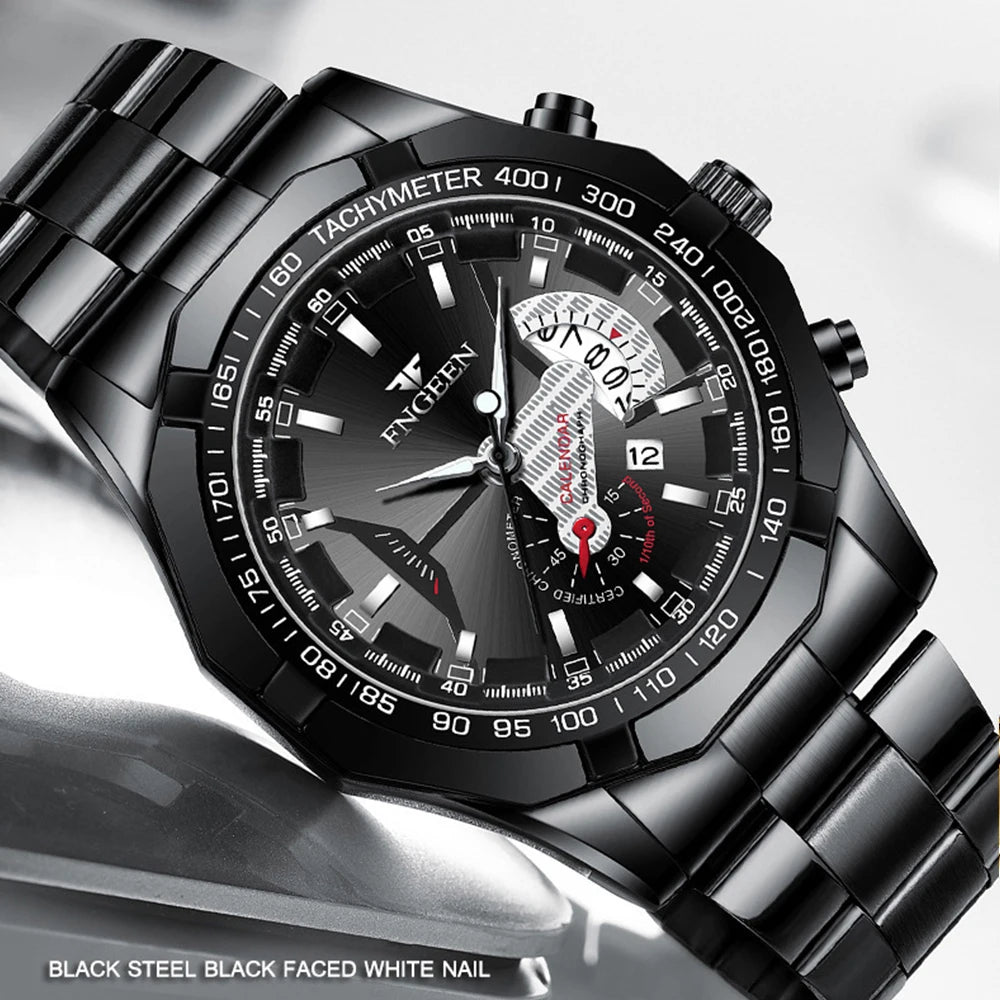FNGEEN Men Quartz Watches Fashion Concept Decorative Dial Casual Military Sports Wristwatch Waterproof Date Luxury Men's Clock