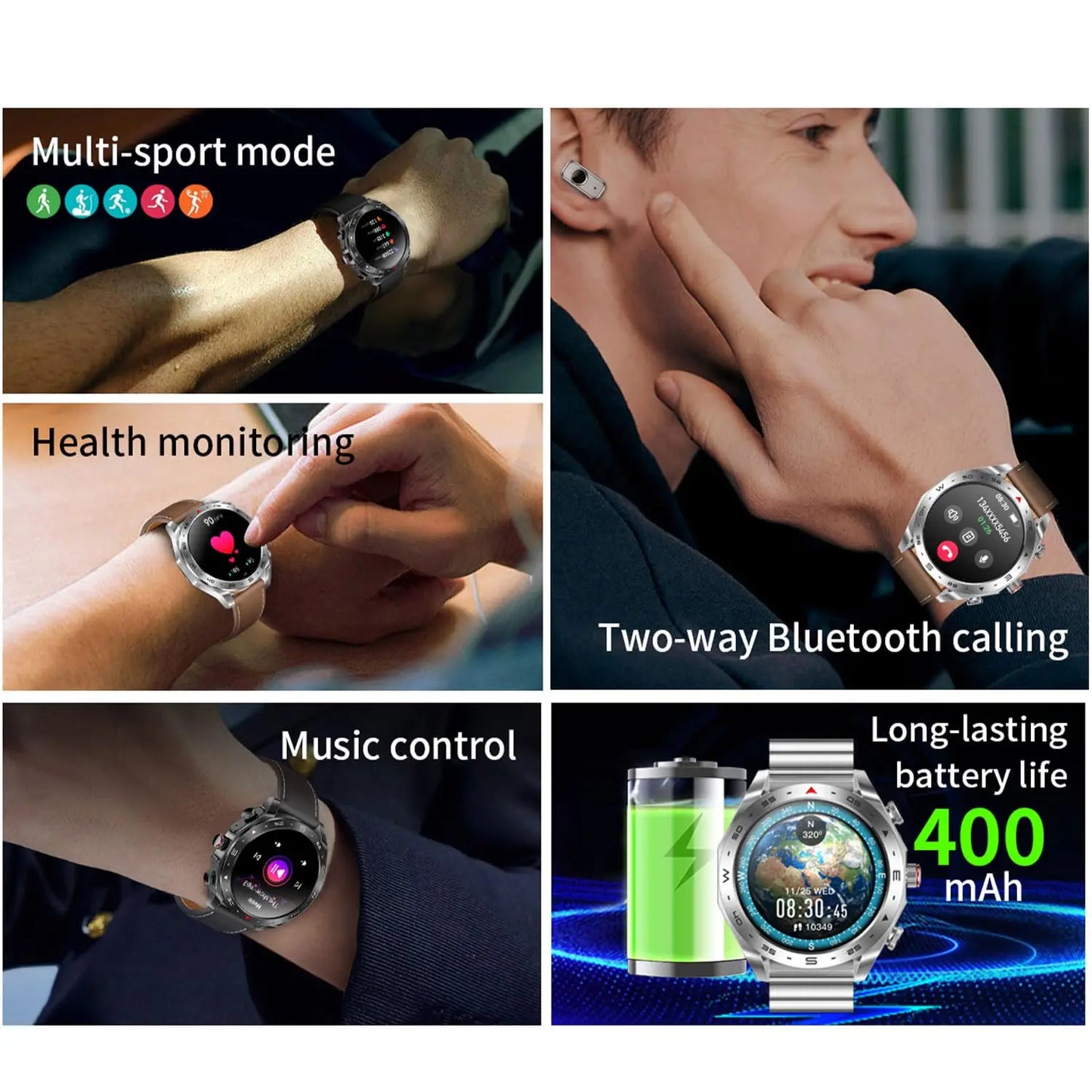 2-in-1 Smart Watch with TWS Bluetooth Earphones – HiFi 9D Sound, Bluetooth Calling, Sports Fitness Tracker for Men & Women