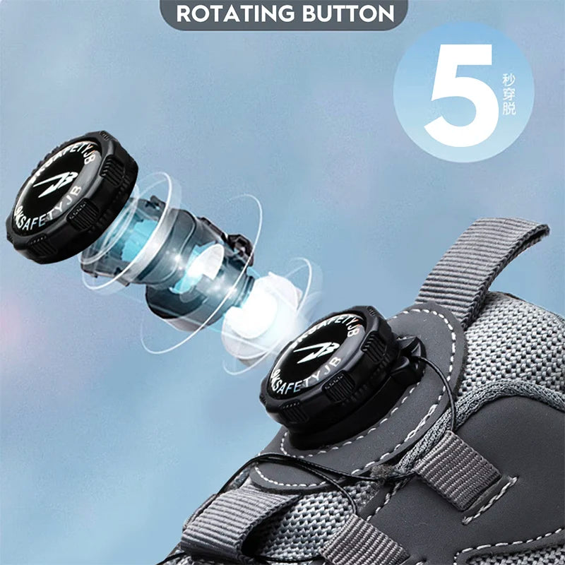 Rotating Button Safety Shoes for Men – Anti-Smash, Anti-Puncture Work & Sports Boots