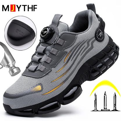 Rotating Button Safety Shoes for Men – Anti-Smash, Anti-Puncture Work & Sports Boots