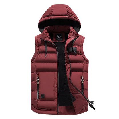 2024 Men's Cotton-Padded Outdoor Vest - Warm Hooded Waistcoat for Winter, High-Quality Casual Coat