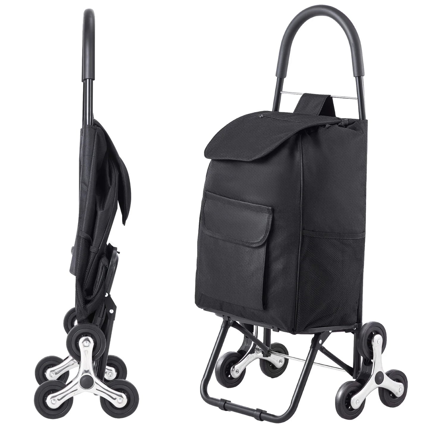 SucceBuy 36L 110Lbs Grocery Cart Folding Shopping Cart Hand-pulled Trolley Household Portable Storage Stair Climbing Handcart