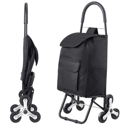 SucceBuy 36L 110Lbs Grocery Cart Folding Shopping Cart Hand-pulled Trolley Household Portable Storage Stair Climbing Handcart