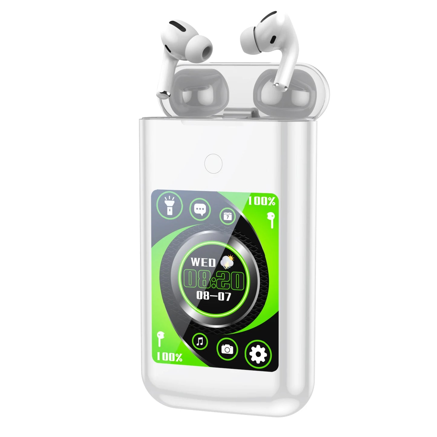 Multi-Function In-Ear Bluetooth Wireless Earphones – 2.8" Touch Screen Charging Case with Power Bank for Music & Gaming