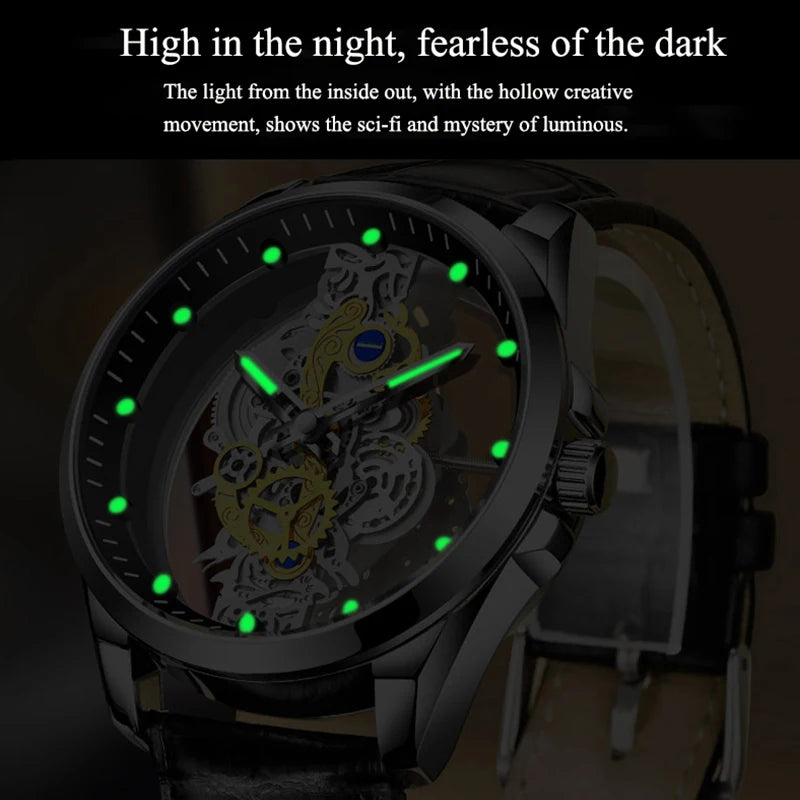 Top Brand Luxury Fashion Watch Men Stainless Steel Strap Sports Business Fashion Casual Round Pointer Hollow Quartz Watches