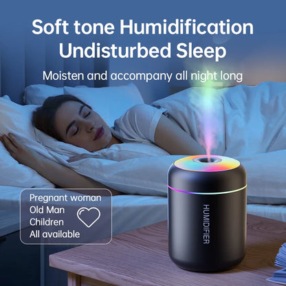 180ML Mini USB Air Humidifier – Electric Aroma Diffuser & Essential Oil Mist Maker with LED Lights for Car, Home, Bedroom