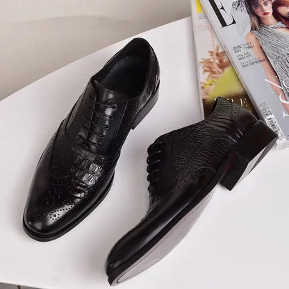 Fashionable Men's Leather Shoes – Casual Thick Sole Pointed Toe Formal Footwear for Business and Weddings