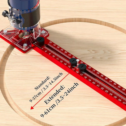 Extended 3 in 1 Router Milling Groove Bracket,9-61cm Radius Router Circle Cutting Jig,Aluminum Cabinet Hardware Jig for Woodwork