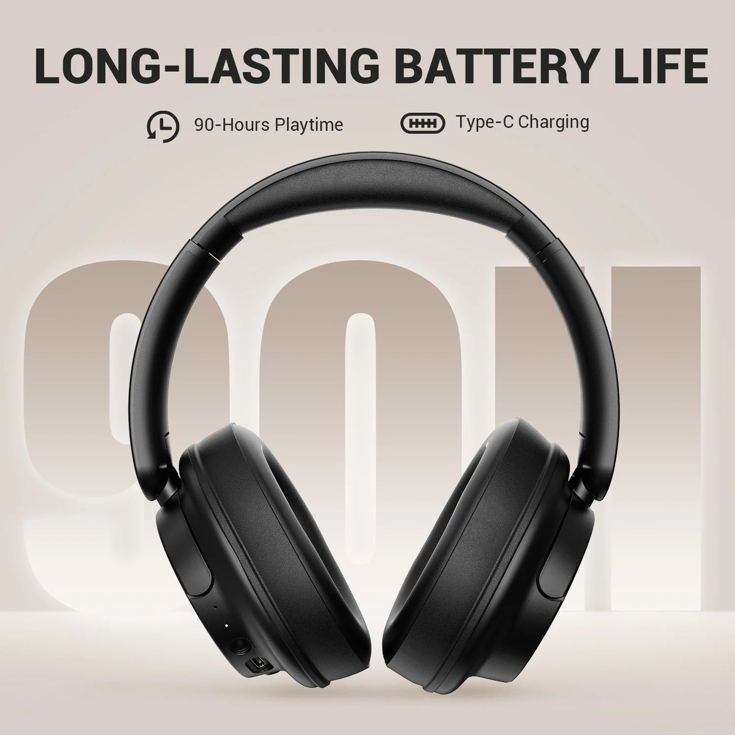 SuperEQ V16 Wireless & Wired Over-Ear Headphones – Bluetooth 5.3, 90H Playtime, Foldable Design, Mic & Bass/Pop Modes