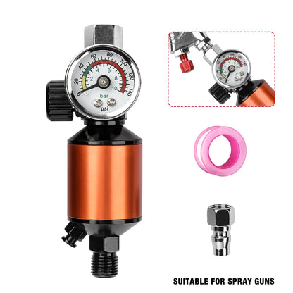Spray Gun Pressure Valve, Pressure Regulator With Oil And Water Filter, Home Paint Spray Gun Pressure Gauge, Air Regulator Tools