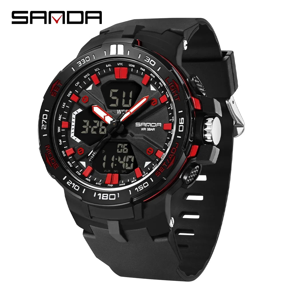 SANDA New 3333 Fashion Men's Electronic Watch Outdoor Sports Multi functional Waterproof LED Student Digital Electronic Watch